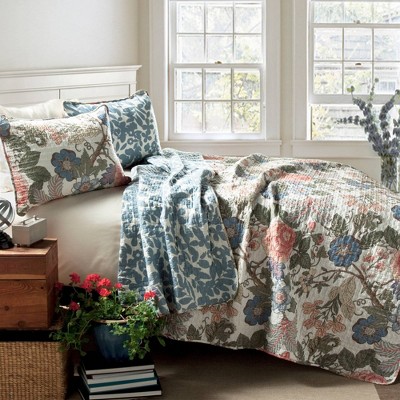 Sydney 3 Piece Quilt Set (Full/Queen) Green/Blue - Lush Décor