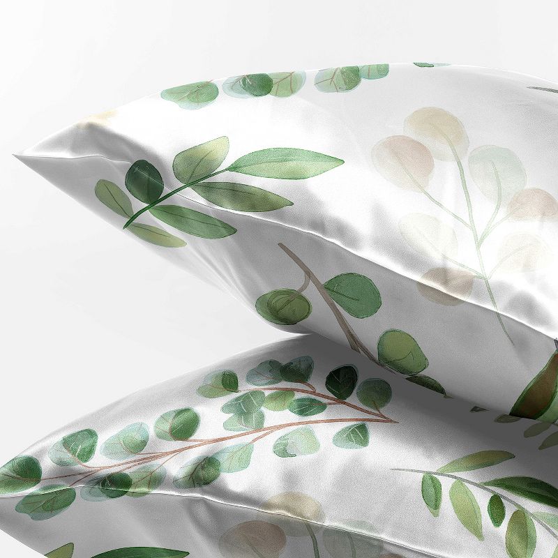 Sweet Jojo Designs Decorative Satin Pillowcases Botanical Green White 2pc, 3 of 7
