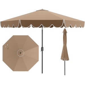 Costway 10 FT Patio Umbrella with Crank Tilt Adjustment Ruffles Vented Top 8 Ribs Beige/Brown/Gray/Blue/Red - 1 of 4