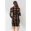 Hello Miz Women's Plaid Bodycon Side Ruched Long Sleeve Maternity Dress - 4 of 4
