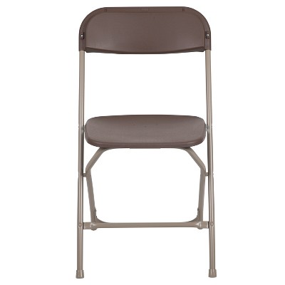Hercules Series 650LB Capacity Brown Plastic Folding Chair - 2 Pack