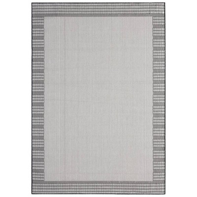 7'9" x 10'2" New York Patio Country Landry Indoor/Outdoor Rug Gray/Black - Nicole Miller: UV & Weather-Resistant, Woven Loop Pile