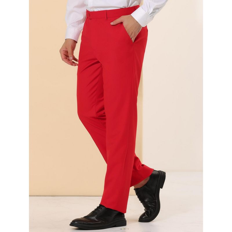 Lars Amadeus Men's Regular Fit Flat Front Chino Business Wedding Suit Pants, 3 of 7
