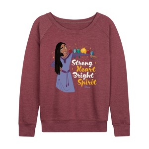 Women's - Disney - Strong Heart Bright Spirit Lightweight French Terry Wide Neck Long Sleeve Shirt - 1 of 4