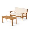 GDFStudio Keanu Outdoor Acacia Wood Loveseat and Coffee Table Set with Cushions - 2 of 4