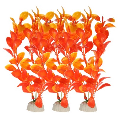 Unique Bargains Plastic Fish Tank Aquarium Decorations Artificial Water Plants Orange 7.28" 3 Pcs