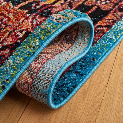 Vintage Hamadan Blue and Black Rectangular Area Rug