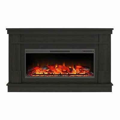 Ameriwood Home Elmcroft Wide Mantel with 43" Linear Electric Fireplace Insert