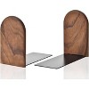 ACEPANO Small Set of 2 Heavy-Duty Non-Slip Wooden Decorative Bookends-Walnut - 4 of 4