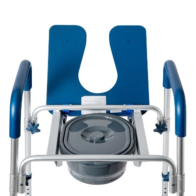 Blue and Gray Height Adjustable Multifunctional Commode and Shower Chair
