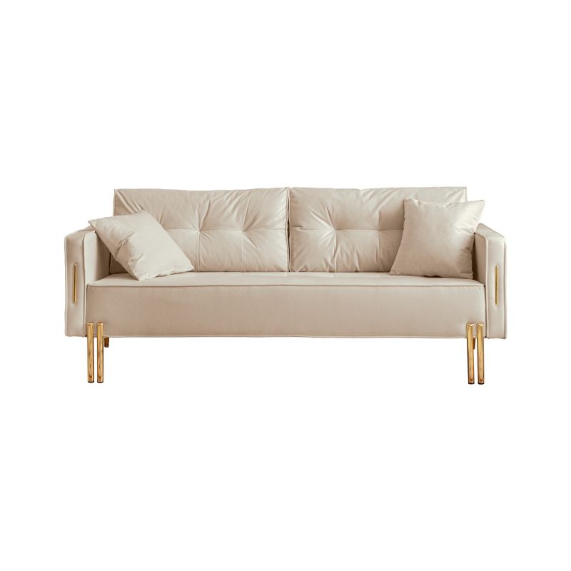 70" Modern Velvet Upholstered Sofa, Luxury 3-Seater Couch with 2 Pillows for Living Room, Apartment and Small Space 4A - ModernLuxe, 4 of 11