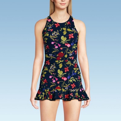 Lands' End Women's Chlorine Resistant High Neck Racerback Midkini Swimsuit Top