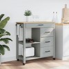 vidaXL Kitchen Trolley MONZA 33.1 in.x15.7 in.x35.4 in. Solid Wood Pine - 3 of 4