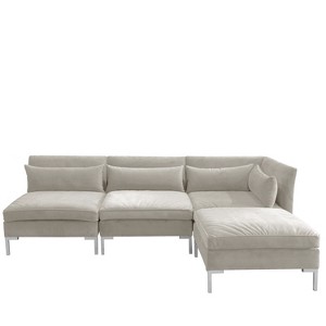4pc Alexis Sectional with Silver Metal Y Legs Light Gray Velvet - Cloth & Co.