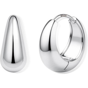 14K Gold & Silver Plated Chunky Hoops | Sterling Silver Posts, Hypoallergenic & Lightweight - 1 of 4