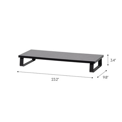 Black Metal and Wood 1-Tier Computer Monitor Stand