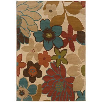 10'x13' Erica Bold Floral Rug Ivory/Gold