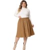 Agnes Orinda Women's Plus Size Elastic High Waist Button Front Pockets Midi Corduroy A Line Skirts - 3 of 4