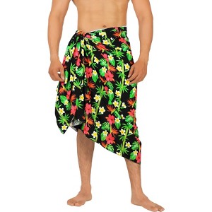 LA LEELA Men's Sarong Beach Cover Ups Swim Wrap One Size Metal Floral - 1 of 4