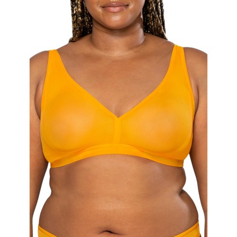 Smart & Sexy Women's Sheer Mesh Plunge Bralette Saffron 3xl : Target