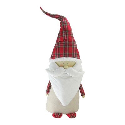 Northlight 26" White and Red Santa Claus Gnome with Plaid Hat Christmas Figurine