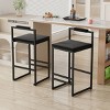 ChicFurnit Dining Chairs 2 PCS High Bar Stools Bar Chairs Metal Frame Dining Chairs for Counter, Kitchen Island, Black, 16.53"*15.35"*31.69" - 2 of 4