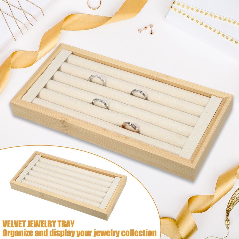 Unique Bargains Stackable Bamboo Rings Jewelry Storage Tray 1 Pcs, 2 of 7