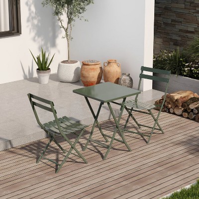 Lorna 3-piece Modern Patio Bistro Set of Foldable Square Table and Chairs, Outdoor Furniture Near Me - The Pop Home