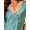 cheibear Women's Shorts Sleeves V Neck Pajamas Sleepwear Lace Trim Nightgowns - 4 of 4