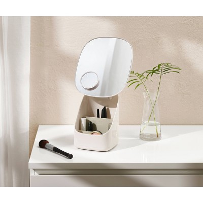 Shell Compact Countertop Makeup Organizer with Dual Mirrors