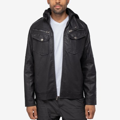 X RAY Mens Lightweight Motorcycle PU Leather Jacket With Faux Shearing Lining