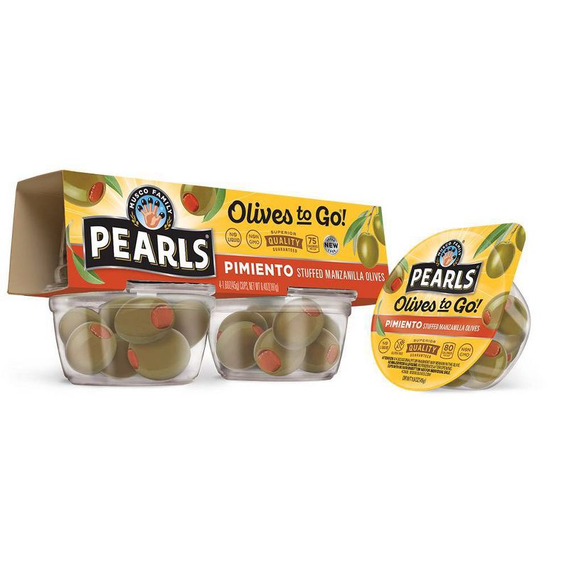 Pearls Olives-to-Go Pimiento Stuffed Olives - 4ct, 3 of 7