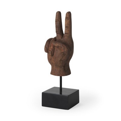 HomeRoots 13" Brown Fabric Hand Tabletop Sculpture