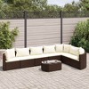 vidaXL Patio Sofa Set with Cushions Lounge Setting Outdoor Furniture Poly Rattan - Brown and Cream 7 Piece - 2 of 4