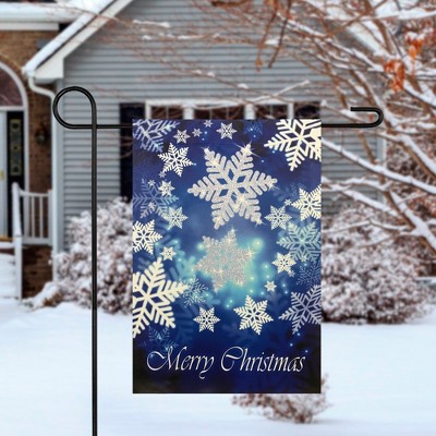 Blue and White Snowflakes Merry Christmas Garden Flag