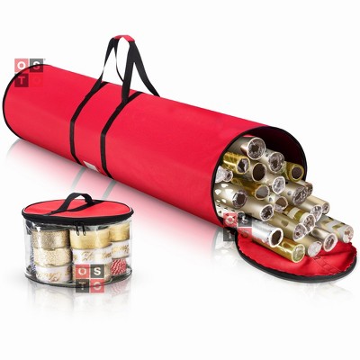 OSTO Multi-Use Wrapping Paper Storage Bag Organizer with Accessory Holder Fits Up to 20 40” Rolls. Tear-proof, Waterproof 46 In. X 11.2 In.
