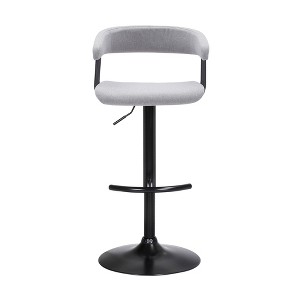 HomeRoots Light Gray and Black Fabric with Metal Swivel Adjustable Height Bar Chair - 1 of 4