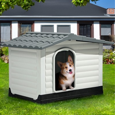 Durable Plastic Portable Dog House ¨C Weatherproof, Easy to Assemble, Indoor/Outdoor Shelter for Small Pets