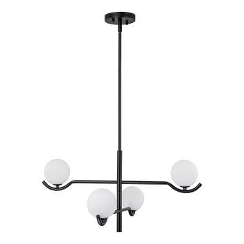 C Cattleya 4-Light Black Sputnik Chandelier with White Opal Glass, Adjustable height and G9 bulb included