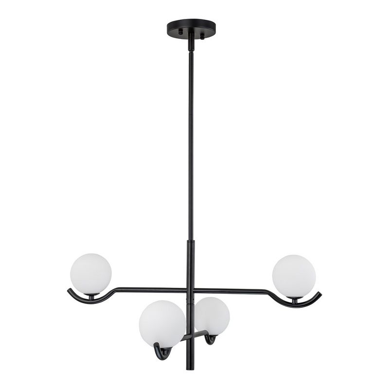 C Cattleya 4-Light Black Sputnik Chandelier with White Opal Glass, Adjustable height and G9 bulb included, 1 of 9