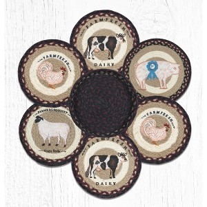 Earth Rugs Farmhouse Trivets in a Basket – 10"x10" Braided Jute Hot Pads - 1 of 3