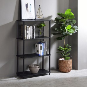 Industrial Bookshelf with Powder Coated Metal Frame 4 Open Shelves 44in Tall for Small Spaces Black-3irtyhousy - 1 of 4