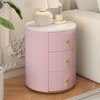 Lycvki Round Upholstered Nightstand with 3 Drawers,  Bedside Table with Metal Handles - 3 of 4
