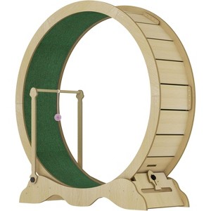45 Inch Cat Exercise Wheel, Solid Wood Cat Treadmill with Detachable Carpeted Runway & Safety Lock - 1 of 4