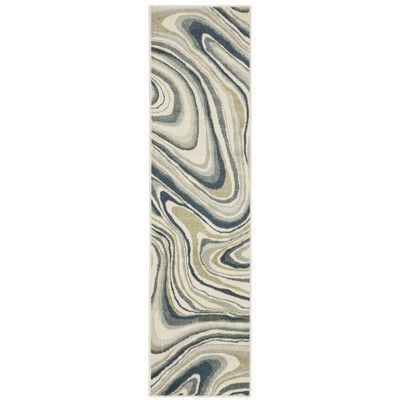 Oriental Weavers Branson BR07A Ivory/ Teal Indoor Area Rug - 1'10" x 7'3"