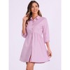 INSPIRE CHIC Women's 3/4 Sleeve Button Front Solid Color Flare Mini Shirt Dress - 2 of 4