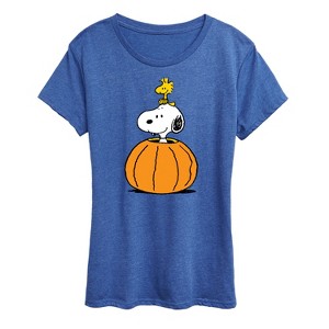 Women's - Peanuts - Snoopy Woodstock Pumpkin Short Sleeve Graphic T-Shirt - 1 of 4