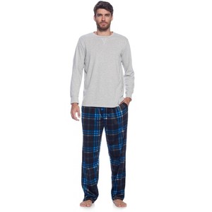 Ashford & Brooks Men's Jersey Knit Long-Sleeve Top and Mink Fleece Bottom Pajama Set - 1 of 4