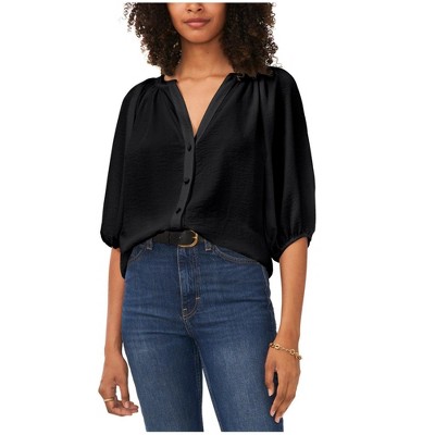 Vince Camuto Womens Solid Button Down Blouse