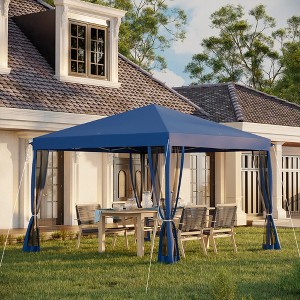 Gulches 10' x 10' Pop Up Canopy Tent with Netting, Instant Gazebo, Screen House with Carry Bag, Height Adjustable for Outdoor, Garden, Patio, Blue - 1 of 4